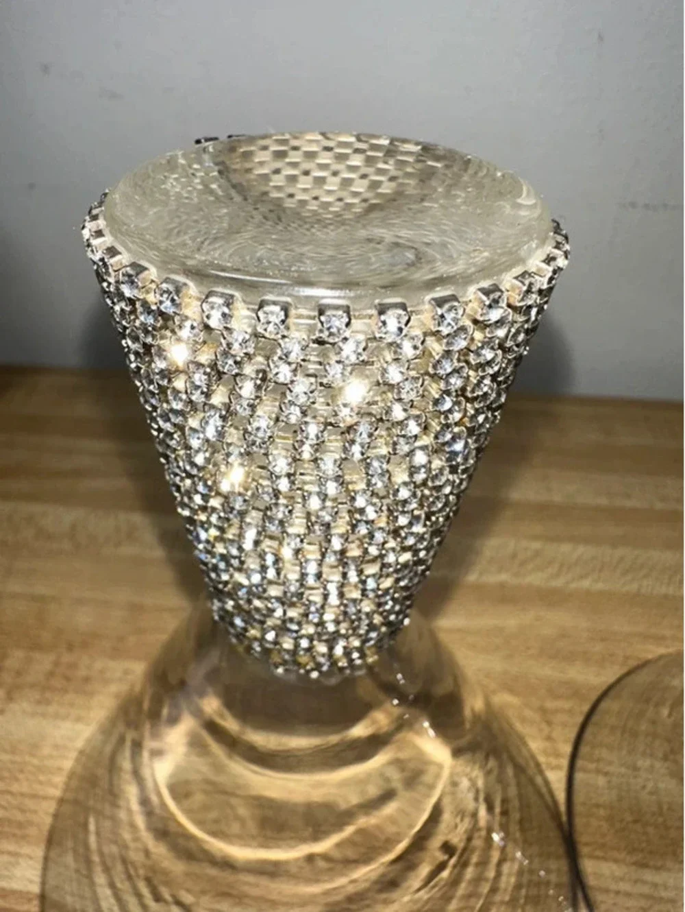 Set of 2 Premium Rhinestone Jeweled Stem Champagne Glasses